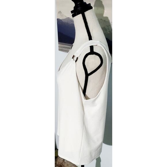 LOFT White Tank Top Size L Office Soroity Preppy Scandi-Girl Minimalist - Picture 3 of 4